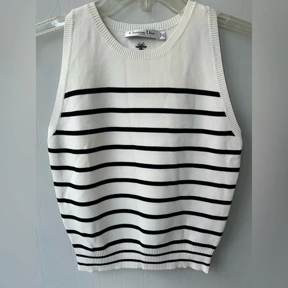 Christian Dior Silk/Cotton Striped Vest (US 8) - Picture 3 of 13
